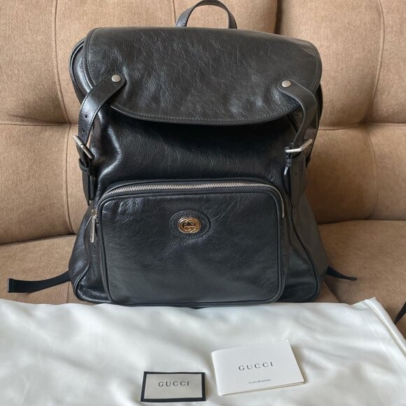 GUCCI MORPHEUS BACKPACK CALFSKIN OLD AGE LEATHER STYLE RARE SOPHISTICATED - Picture 5 of 16